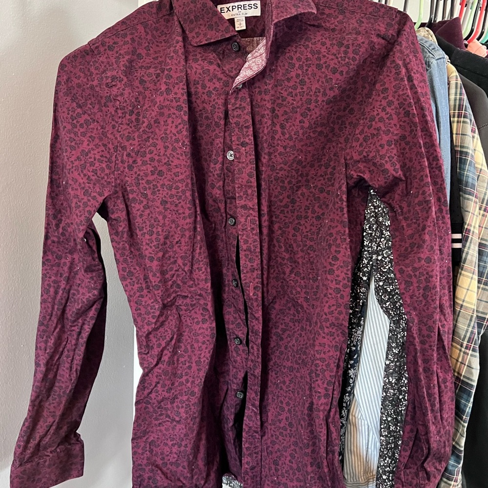 Express Men's Burgundy Shirt